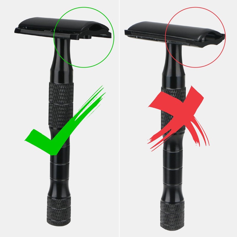 Matte Black Double Edge Safety Razor with Stand, Single Blade