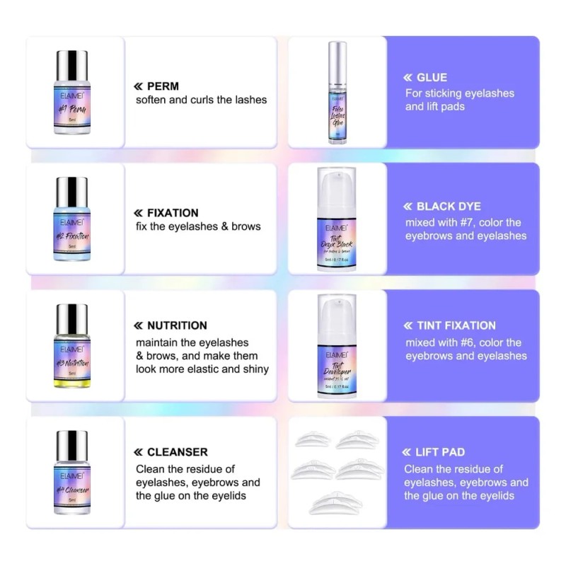 Kit Rizador De Pestañas + Laminado Cejas Con Queratina Tinte