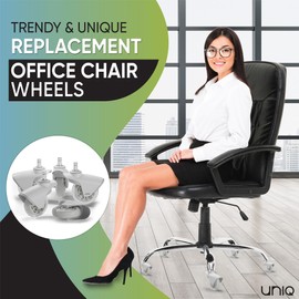 Replacement Office Chair Wheels for Carpet, Wood & Tile, Set of 5 - Premium Quality Office Chair Casters for Work & Gaming Chair - Smooth & Noise-Free Rubber Wheel for Office Chair