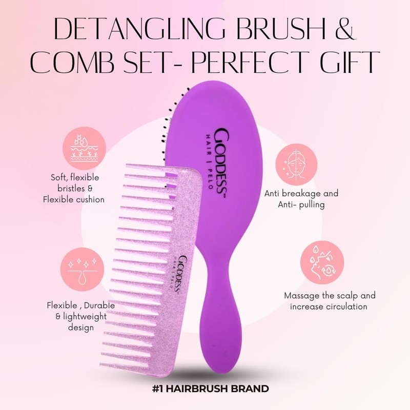 GODDESS HAIR GIFT BOX (BRUSH AND COMB PURPLE)