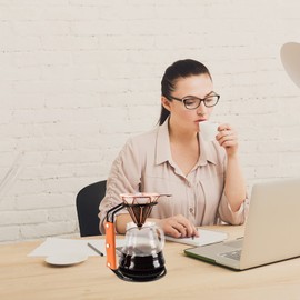 Hemoton Origami Coffee Dripper Metal Pour Over Coffee Dripper Stand Coffee Filter Dripper Holder Tea Filter Stand Rack Support with Wooden Base for Home Bar Hotel Pour Over Coffee Stand