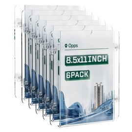 Opps Acrylic Window Sign Holder: Clear Signage Holders 8.5 x 11 with Suction Cup, Wall Mount Advertising Frames for Glass Door, Mall, Office, Store, Restaurant (6 Pack)