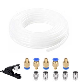 PTFE Tubing 5m Clear 3D Printer Filament Pipe with 5x PC4-M6 & 5x PC4-M10 & Cutter for 1.75mm
