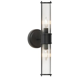 Linour Bathroom Sconce Wall Lighting - Black Bathroom Vanity Light Fixture Vertical and Horizontal Wall Mount 2-Light Modern Indoor Wall Light for Hallway Living Room(E12 Bulbs Excluded)