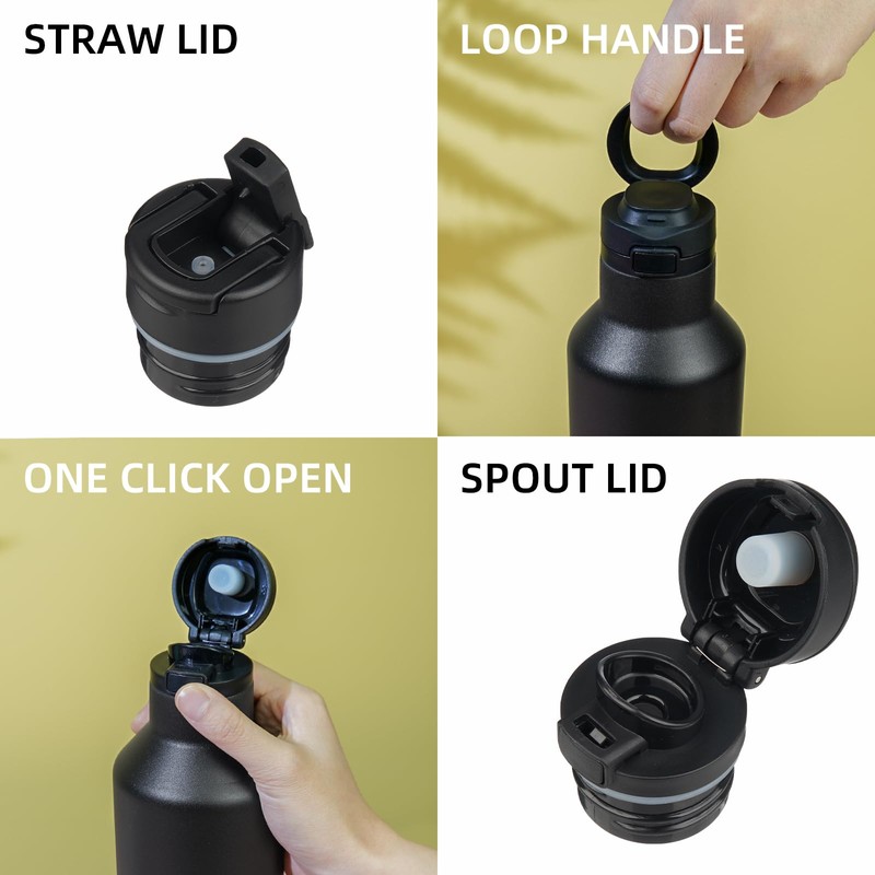 BJPKPK Insulated Water Bottle With Straw 17oz Stainless Steel Water