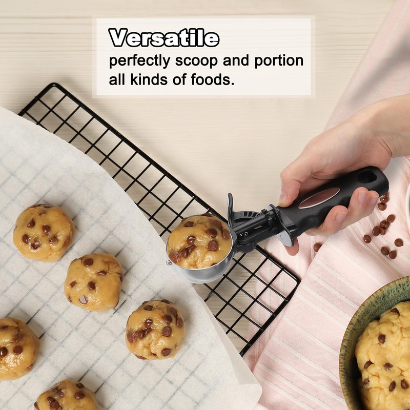PATIKIL 4 Ounce Ice Cream Scoop with Trigger, Stainless Steel