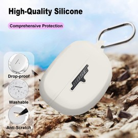 Silicone Case Cover for New Bose Ultra Open Earbuds, Shockproof Protective Skin Case with 3-in-1 Cleaner Kit & Carabiner (Beige, LED & Logo Visible)