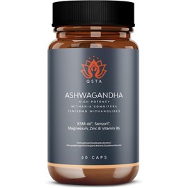 Ashwagandha KSM-66 with Sensoril (15-20% Withanolide) | High Dose, Lower Cortisol for Deep Sleep, Wellbeing, Energy & Concentration - Adaptogenic Effect with Ashwaganda, 2 Months