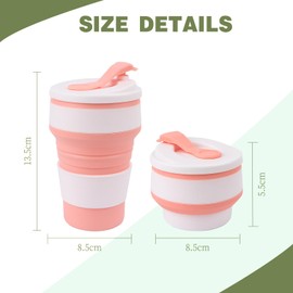 Wvu & Wvo 2 Stück Silikon-Faltbecher, BPA-freier Faltbecher, wiederverwendbarer Faltbecher, Kaffeebecher mit Plastikdeckel, für Outdoor-Camping, Picknick, Wandern (je 350ml)