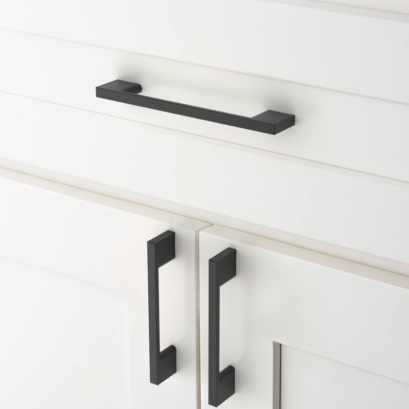 Amerdeco 10 Pack Matte Black Cabinet Pulls 5 Inch(128MM) Hole
