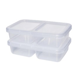 Kigima 2-Fach Mehrweg Menüschale Menübehälter Meal Prep Box 2,4l 2er Set extra stabil wiederverwendbar mikrowellengeeignet