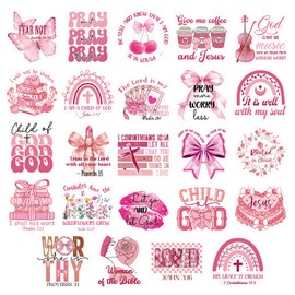 Sitsink Bible Christian Fridge Magnet Stickers - 24 Pcs Inspirational Bible Verse Refrigerator Magnet Pink Bow Refrigerator Stickers for Home Kitchen Office Cruise Door Decor Christian Gifts