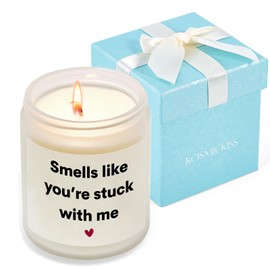 Funny Anniversary Candle Gift for Boyfriend Girlfriend - Smells Like You're Stuck with Me, Gifts for Her Him, Best Friend Birthday Present, Scented Soy Wax Candle with Gift Box
