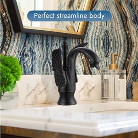 Cinwiny Swan Faucet Bathroom Sink Faucet Oil Rubbed Bronze Swan Shaped Single Handle One Hole Lavatory Basin Tap Mixer Deck Mount Bird Faucet