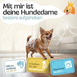HUND IST KÖNIG Dog Nappies for Female Dogs (Pack of 3) - Highly Absorbent Heat Pants for Female Dogs with 3-Way Adjustment - Environmentally Friendly Dog Nappies, Dog Panties Heat & Incontinence