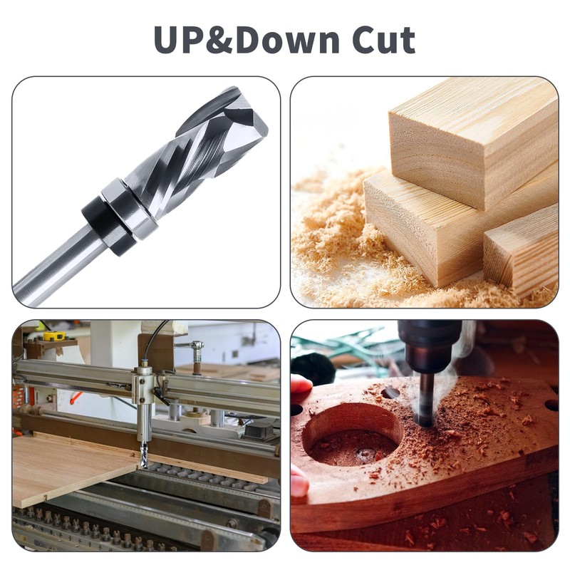 ESTVIIG Spiral Flush Cutter 8 mm Shank, Up Down Cut,