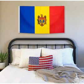 DANF Moldova Flag 3x5 Ft Thick Polyester, Fade Resistant, Brass Grommets, Canvas Header Republic of Moldova National Flags with 3 X 5 Feet