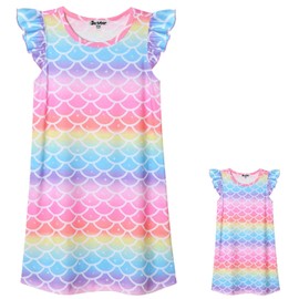 Nightgown Mermaid Matching Girls & Dolls 18 inch Pajamas Nightdress Sleepwear