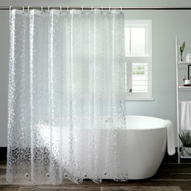 AooHome 48x72 Inch Stall Size Shower Curtain Liner, EVA Shower Curtain 3D Pebble Pattern Narrow Shower Liner, Heavy Duty, Water Repellent, Semi Transparent