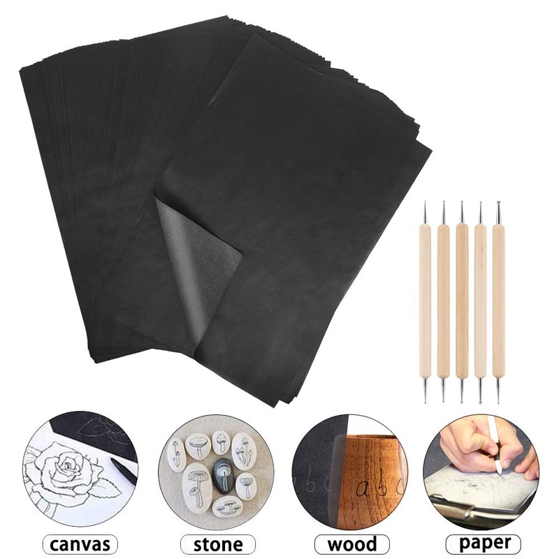 100 Pcs Carbon Transfer Paper with 5 Pcs Embossing Styluses