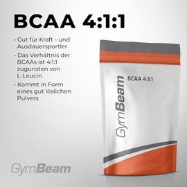 GymBeam GymBeam BCAA Pulver 4:1:1 Instant - Aminos?uren Pulver mit essentiellen Aminos?uren Leucin, Isoleucin und Valin, gut l?sliches Kraft- und Ausdauersport Getr?nk - Erdbeere-Limette (500g)