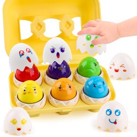 Children's Toy, SilverChryEggs Toy Egg Shapes, Geometric Learning Toys, Montessori Learning Toy, Colours and Shapes, for Christmas, Birthday Party, Easter Gifts, Children's Day (Geometry)