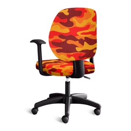 Poceacles Computer Office Chair Cover Protective & Stretchable Orange Red Camouflage Print Universal Chair Covers Aztec Horse Rotating Chair Slipcover for Office Home 2Pcs