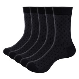 YUEDGE Men's Basic Lightweight Thin Mens Sock For Men Size 9-11, Breathable Cotton Casual Everyday Formal Office Wedding Business Dress Socks, 5 Pairs