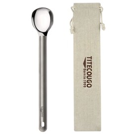 TITECOUGO Titanium Spoon Camping Long Spoon Titanium Multitool Lightweight Camp Outdoors Hiking Travel Convenient Picnic Spork for Men Women Portable Flatware 1 Pack