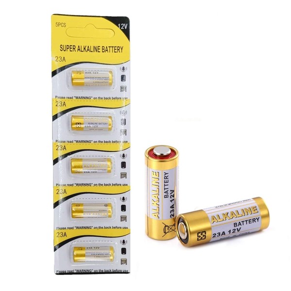 Cotchear A23 12V Alkaline Battery 23A 12 Volt A23 E23A MN21 Replacement Batteries 0% Hg (5Pcs)