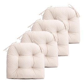 FABRICASTLE Chair Cushions Pads Non-Skid Comfortable 17" x 16" Seat Cushion Cover Set of 4 for Indoor Kitchen Dining Room Office Chairs (Cream, 4 Counts (Pack of 1))