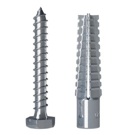 ZUYUEE 22PCS 1/2×2-3/8 in Screws and Wall Plugs Set,Concrete Anchors Wall Plugs for Brick