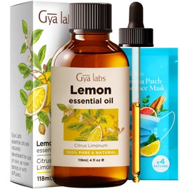 Gya Labs Lemon Essential Oil for Skin - Huge 4 Fl Oz - 100% Pure Natural Lemon Oil Essential Oil for Diffuser - Lemon Essential Oil for Cleaning, Refreshing Scent for Aromatherapy, DIY, Candle Making