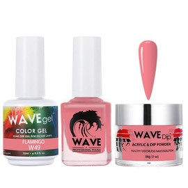 WAVEGEL Soak-Off Gel, Nail Lacquer & Acrylic/Dip Powder Matching Set - Simplicity Collection - #W49 Flamingo