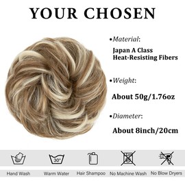SARLA Messy Bun Hair Piece for Women Girls Synthetic Scrunchies Buns Extension Hairpieces Updo Pony Tail Bahama Beige