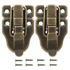 BokWin 2 Pcs Retro Style Duckbilled Hasp Latch Antique Toggle Hasp Catch Vintage Trunk Latch for Cabinet Jewelry Box Toolbox Suitcase with Mounting Screws(Bronze)