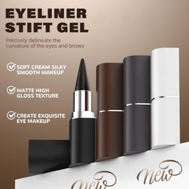 Eyeliner Wasserfest, Matte Eyeliner Stift Gel, Kajalstift Schwarz Schnell Trocknender & Wischfester, Kaja Eyeliner Creme für den Lidstrich Ein Alltägliches Lang Anhaltendes Augen Make up(Braun)