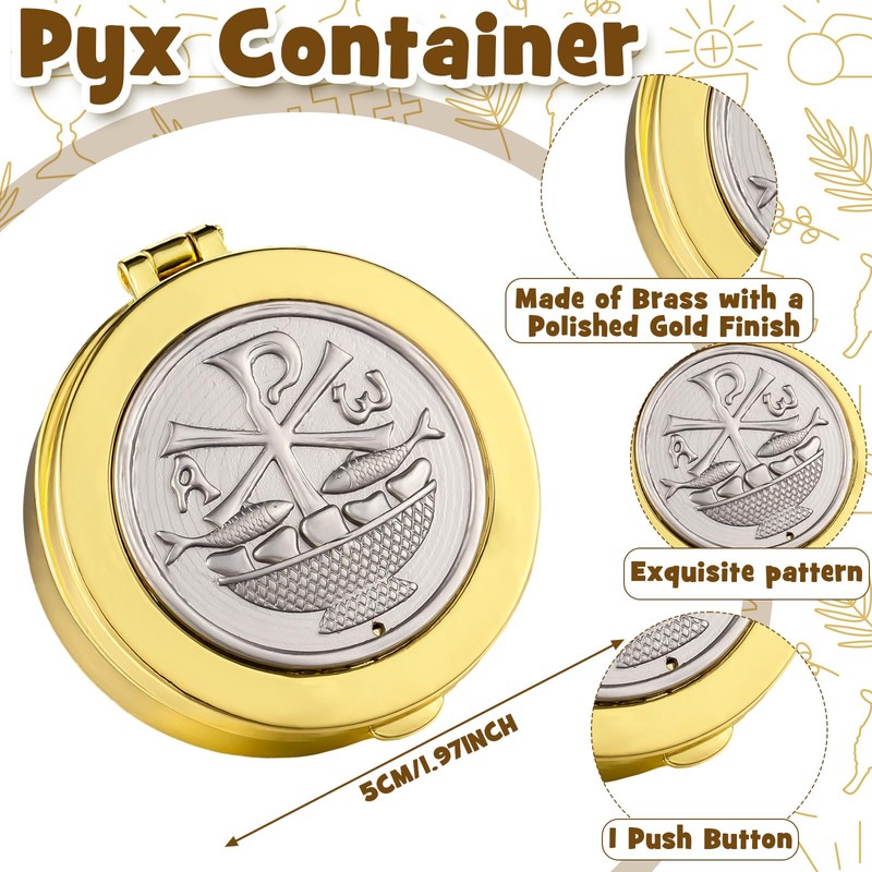 Weysat Pyx for Communion Host Catholic Polished Gold Brass Latin