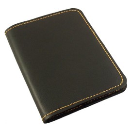 Refillable Leather Pocket Notebook - Mini Composition Cover - Fits Standard 4.5 x 3.25 Mini Composition Book (Black)