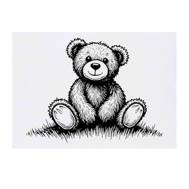 Azeeda 'Teddybär sitzt auf Gras' Temporäres Tattoo - Hautfreundlicher & Ungiftiger Abziehbild · Wasserfest (TO00080151)