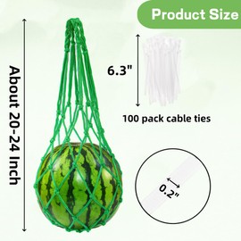 Covzoe 16 Pieces Watermelon Net, Melon Hammocks Cradles with 100 Cable Zip Ties, Heavy Duty Trellis Hammock Net, Pumpkin Support Hanging Bag for Watermelon, Pumpkin and Cantaloupe