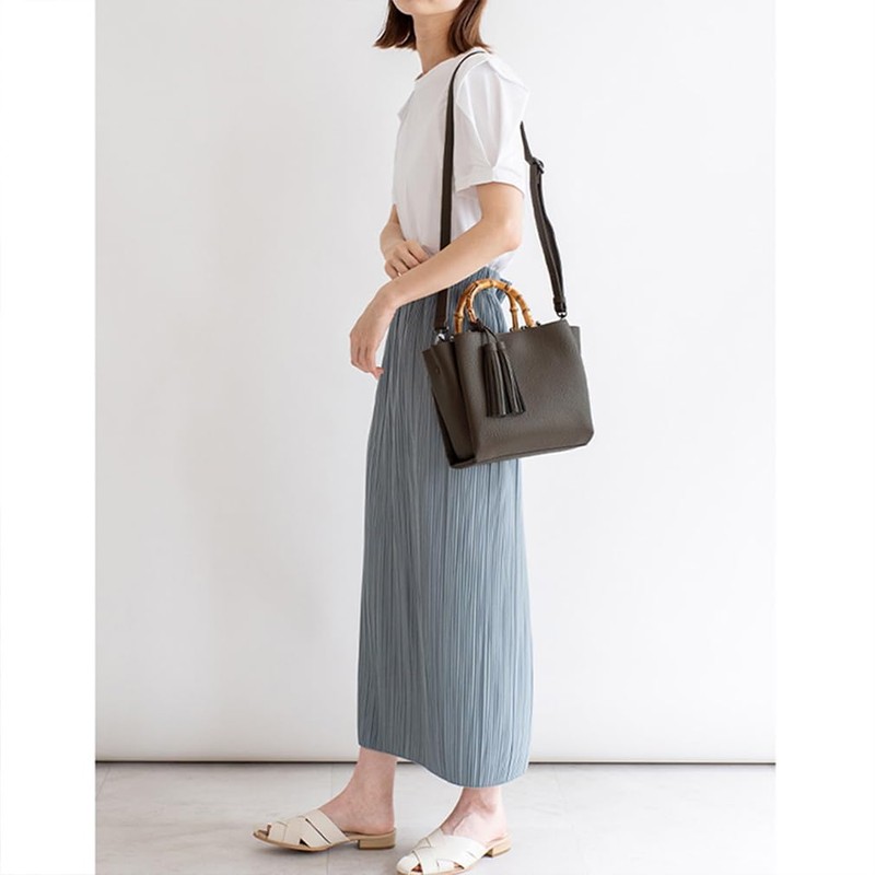 VITAFELICE Inb-90032p Women's 2-Way Mini Bag with Bamboo Handle, coffee