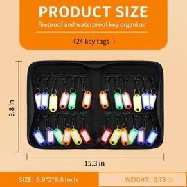Sdstone Portable Zippered Key Case,Fireproof and Waterproof Key Organizer with 24 Key Tags Key Storage,Portable Manager, Landlord Zipper Key Binder forReal Estate Sales, Hotels, Car Service Key Box