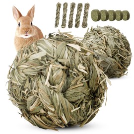 Natural Timothy Grass Chew Toys for Small Animals - Perfect for Rabbits, Guinea Pigs, Hamsters, Chinchillas, Rats and Gerbils - 12-Piece Set Handmade Play Balls for Teeth and Enrichment Treats