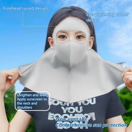 PROUDDEMON UPF 50+ Ice Silk Cooling UV Face Mask Unisex - Breathable Sun Protection Balaclava for Outdoor Sports (Light gray)