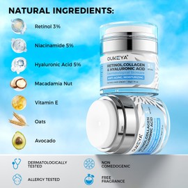 OUKEYA Retinol Cream for Face,Wrinkle Cream for Women, Anti-Aging Face Moisturizer for Face, Neck Firming Cream & Décolleté, Moisturizer Face Cream, Day & Night Face Cream with 5% Hyaluronic Acid