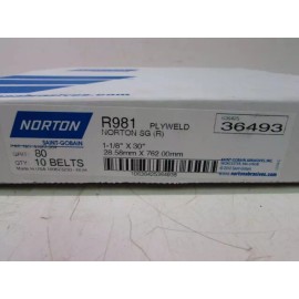 NORTON R981 ABRASIVE SANDING BELTS 1-1/8" X 30" 80 GRIT (LOT OF 10) *NIB*