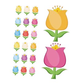 Operitacx 45 Pcs Colorful Spring Tulip Paper Cutouts Intricate Floral Shapes with Glue Points for Crafts Bulletin Boards DIY Projects for Spring Decor Classroom Activities