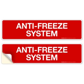 Anti-Freeze System Sign, Fire Safety Sign, (2 Pack) 3x12 Inches, 4 Mil Vinyl Decal Stickers UV Protected, Made in USA