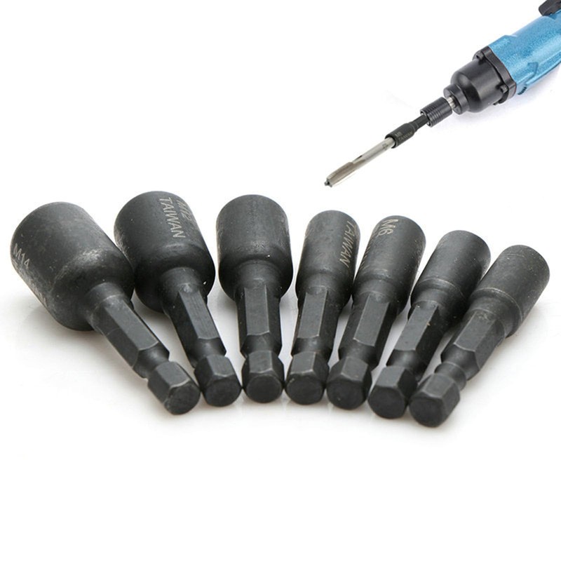 Secretary 7-Piece Socket Screwdriver, Hex Shank Driver, Tap Adapters, Hex